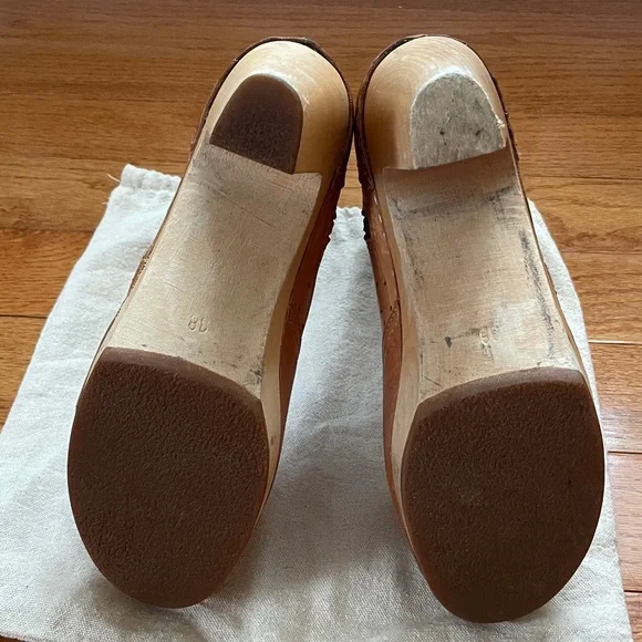 Swedish HASBEENS Perforated Tan Leather Platform Ankle Boots Size 38 - Picture 12 of 12